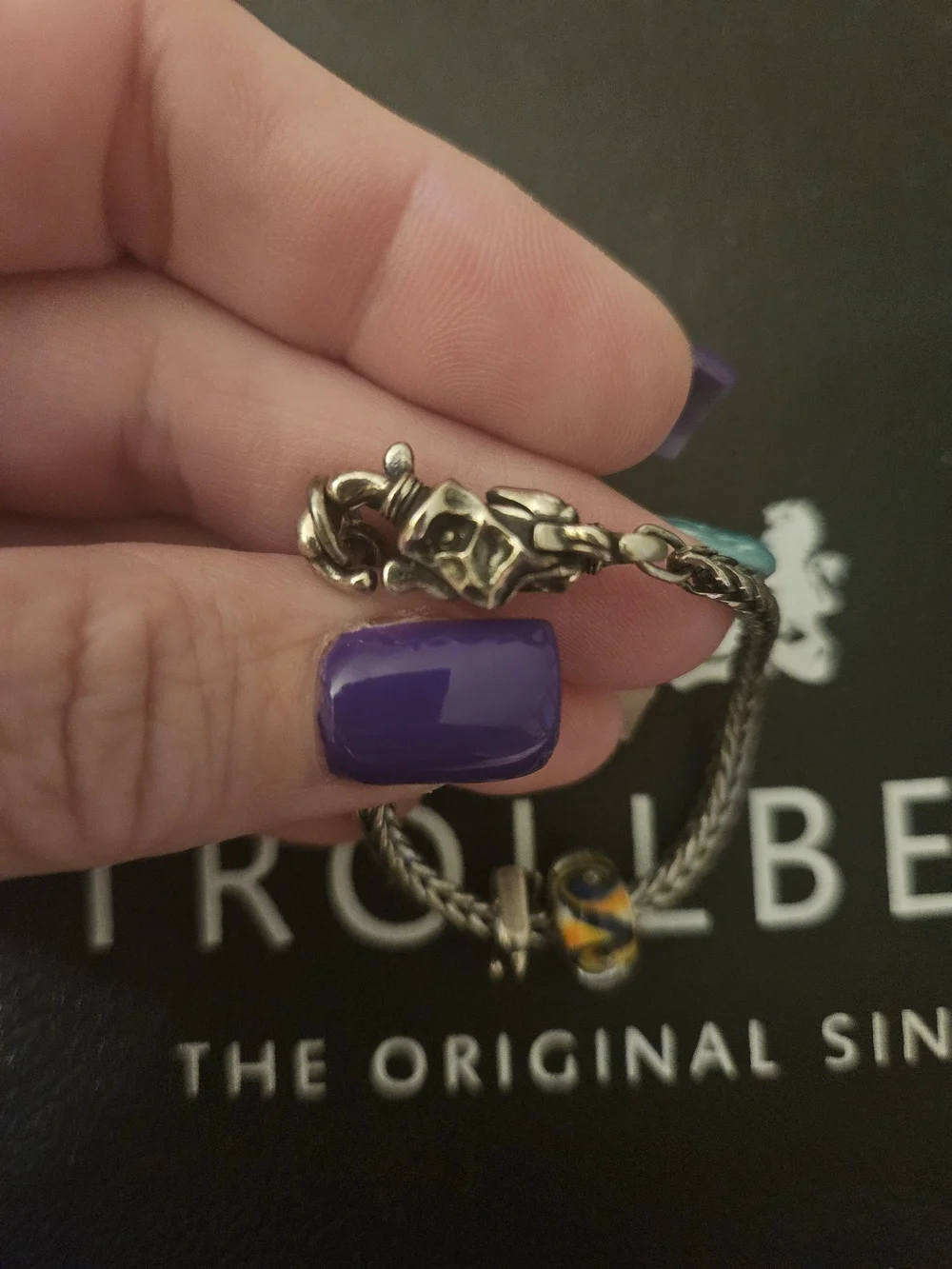 Trollbeads Silver Braided Bracelet with paint themed lock Kids' size 5.5